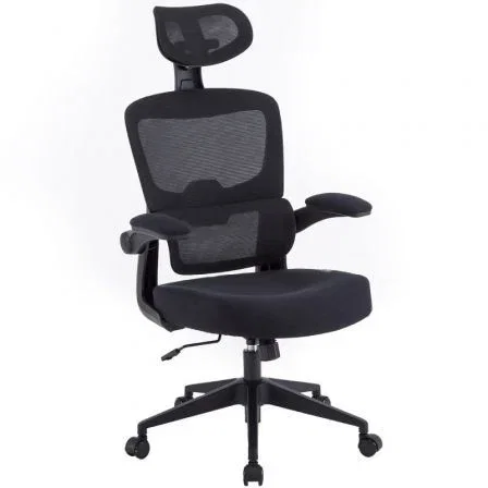 Woxter Silla Gaming Ergonómica Ergo Negro con Reposacabezas Ajustable y Reposabrazos Abatibles, Malla Transpirable - GM26-107